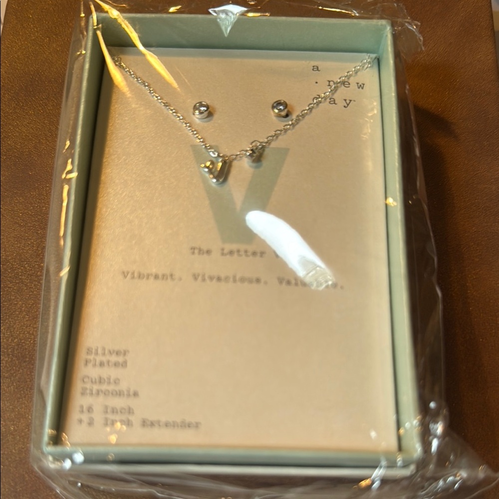 a new day Silver Necklace and Earring Set